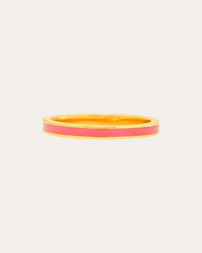 Colette Jewelry Women's 18k Gold Pink Enamel Band Ring
