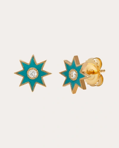 Colette Jewelry Women's Turquoise Starburst Diamond Stud Earrings In Black