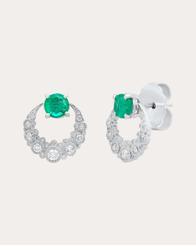 Colette Jewelry Women's Emerald Moon Earrings In Silver
