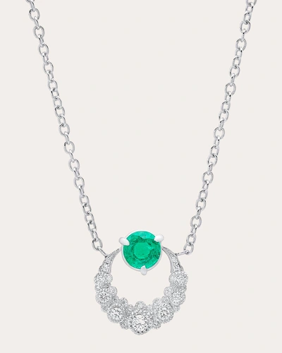 Colette Jewelry Women's Emerald Moon Necklace In Silver