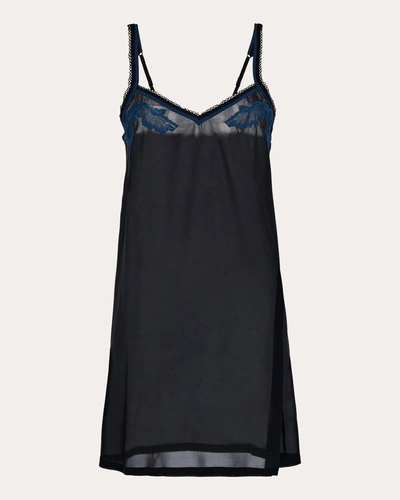 La Perla Women's Good Vibrations Lace-trimmed Silk-satin Chemise Silk/nylon/elastane In Black