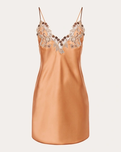 La Perla Women's Lace-embroidered Silk-satin Chemise In Cream