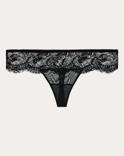 La Perla Women's Brigitta Black Stretch Leavers Lace Thong Cotton/nylon/elastane