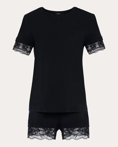 La Perla Women's Lace-trimmed Satin Pajama Set In Black