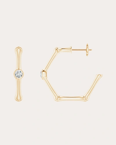 Natori Women's Indochine Bamboo 14k Gold Diamond Hoop Earrings