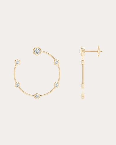 Natori Women's Small Hexagonal Diamond Hoop Studs In Gold