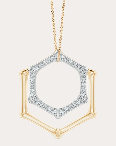 Natori Women's Hexagonal Bamboo Diamond Pendant Necklace In Gold