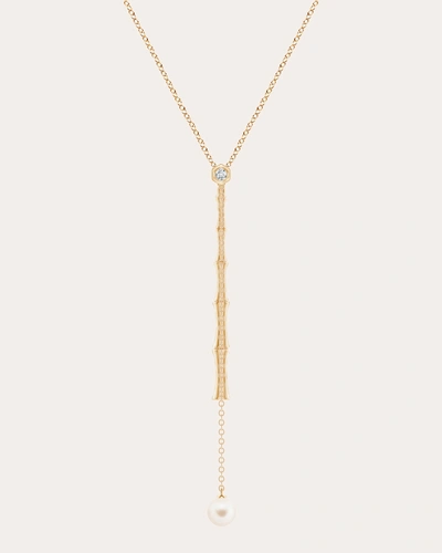 Natori Women's Bamboo 14k Gold Pearl And Diamond Lariat Necklace