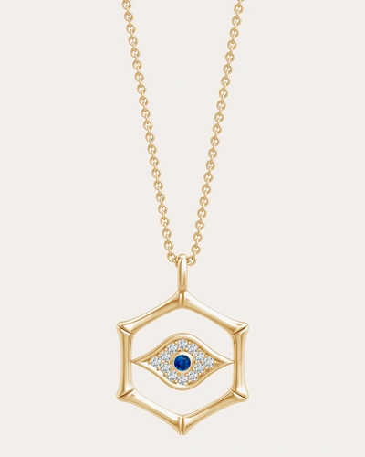Natori Women's Bamboo 14k Gold Sapphire And Diamond Evil Eye Pendant Necklace