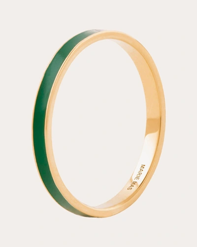 Marie Mas Women's Unisex 18k Yellow Gold & Green Lacquer I Ring