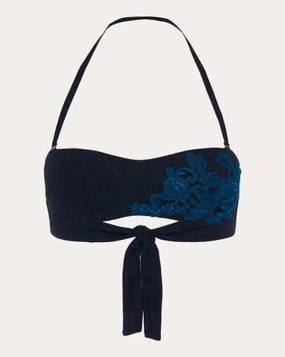 La Perla Women's Love Journey Embroidered Bandeau Bikini Top In Black