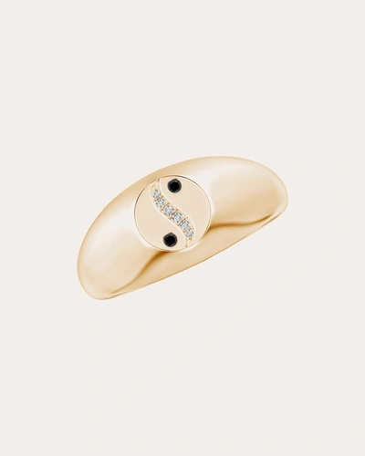 Natori Women's Shangri-la Yin-yang Black & White Diamond Signet Ring In Gold