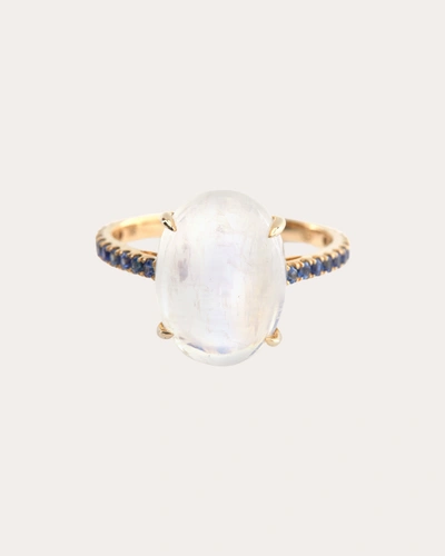 Yi Collection Women's Moonstone & Sapphire Globe Ring Cotton In White