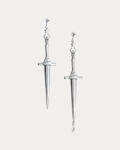 Pamela Love Women's Dagger Sterling Silver Pearl Earrings