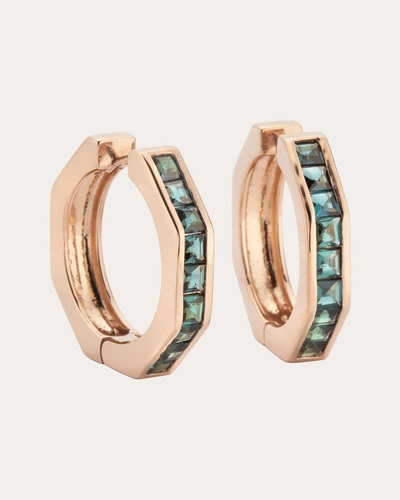 Jolly Bijou Women's Otto 14k Tourmaline Hoop Earrings 14k Gold In Blue