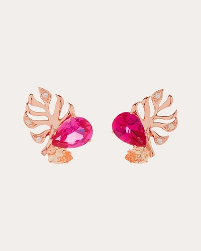 Anabela Chan Women's Fuchsia Palm Stud Earrings In Pink