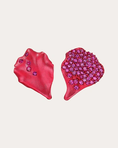 Anabela Chan Women's Ruby Petal Stud Earrings 18k Gold In Red