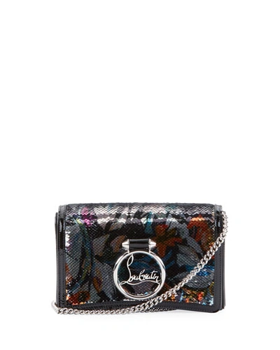 Christian Louboutin Ruby Lou Paillette Bouquet Clutch Bag In Black Pattern