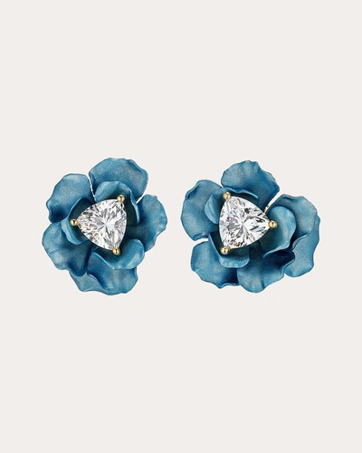 Anabela Chan Women's Baby Blue Rose Stud Earrings