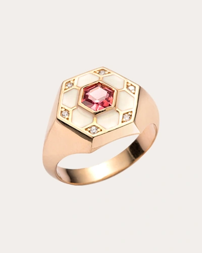 Jolly Bijou Women's Rhodolite Garnet Pod Signet Ring In Gold