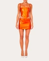Laquan Smith Women's Patent-vinyl Mini Skirt In Orange