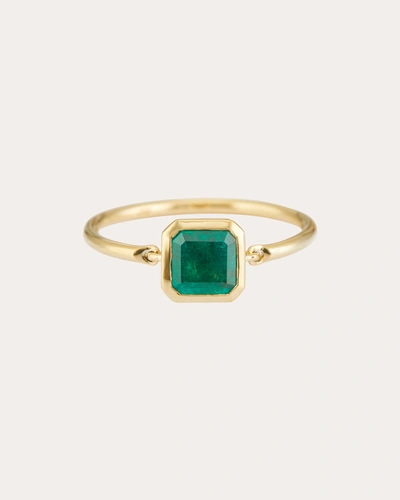 Yi Collection Women's Emerald Classic Button Ring Cotton In Green