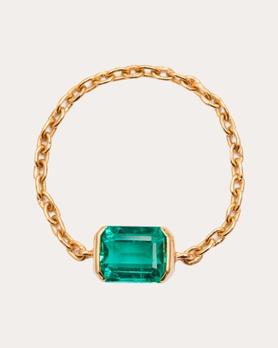 Yi Collection Women's Emerald Supreme Chain Ring 18k Gold In Green