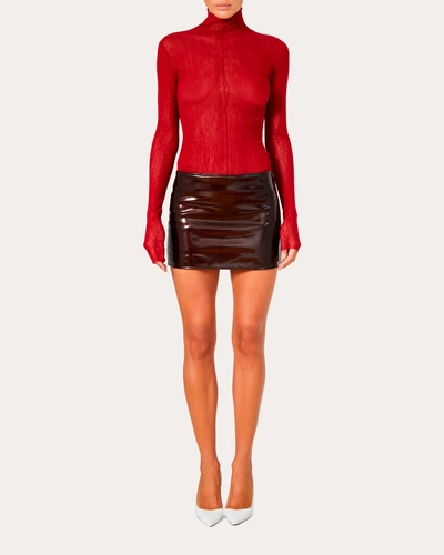 Laquan Smith Women's Low Slung Mini Skirt In Brown