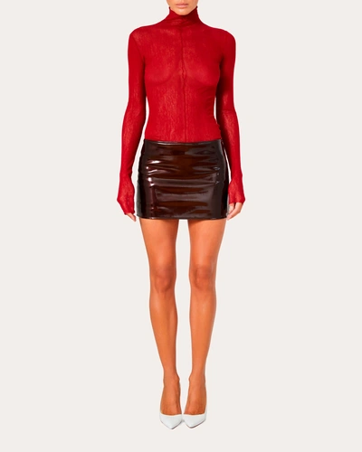 Laquan Smith Women's Patent-vinyl Mini Skirt In Brown