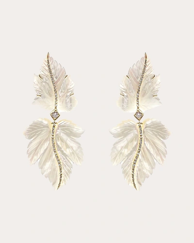 Casa Castro Women's Mother Nature Diamond & Mother Of Pearl Leaf Drop Earrings In White