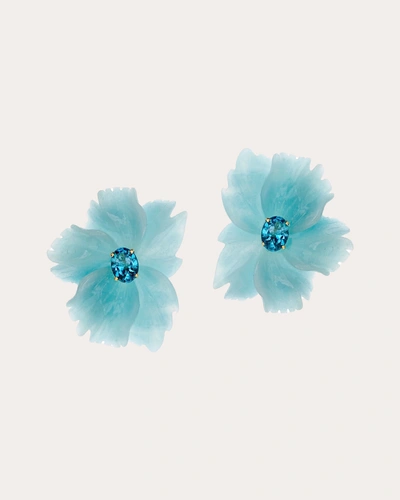 Casa Castro Women's Mother Nature Blue Quartzite & Apatite Flower Stud Earrings