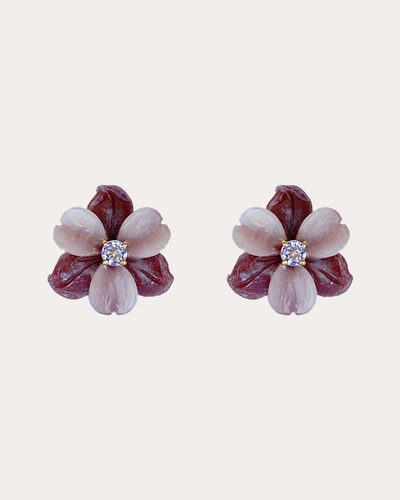 Casa Castro Women's Mother Nature Pink Quartz & Angel Skin Plum Aventurine Flower Stud Earrings