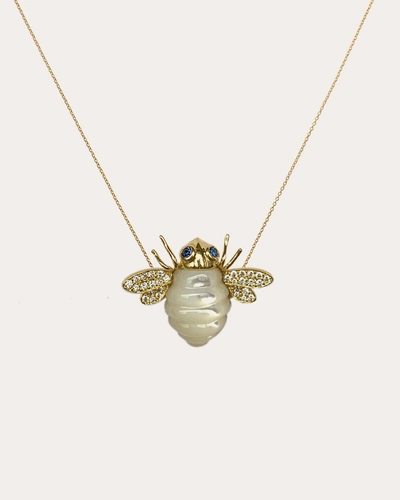 Casa Castro Women's Bug Mother Of Pearl & Sapphire Bee Pendant Necklace In White