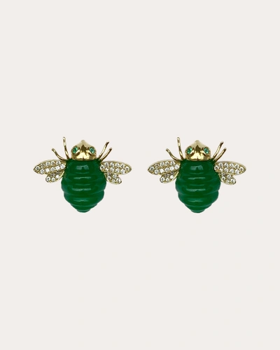 Casa Castro Women's Bug Green Quartz & Emerald Bee Stud Earrings