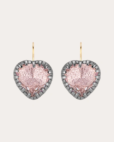 Larkspur & Hawk Women's Blush Foil Valentina 'i Love Ny' Button Earrings In Pink