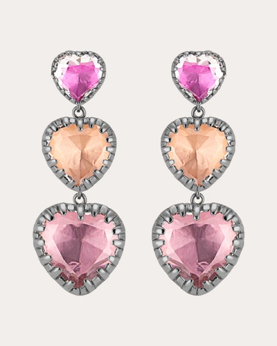 Larkspur & Hawk Women's Pink Multicolor Foil Valentina 'i Love Ny' Triple-drop Earrings