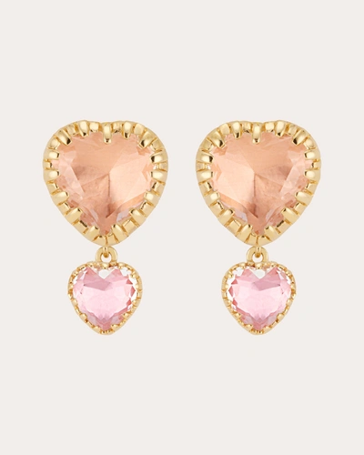 Larkspur & Hawk Women's Peach Bellini Foil Valentina 'i Love Ny' Emoji Double-drop Earrings In Pink