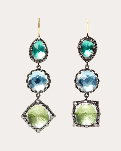 Larkspur & Hawk Women's Mermaid Foil Sadie Triple Drop Earrings In Blue