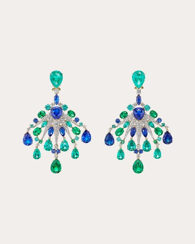Anabela Chan Women's Emerald Sapphire Starburst Earrings In Green