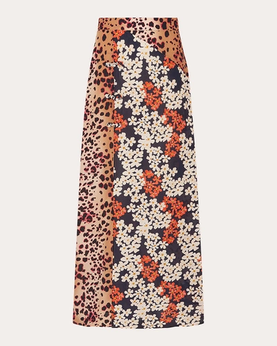 Hayley Menzies Women's Side-slit Silk Panel Maxi Skirt In Blossom/cheetah Multi
