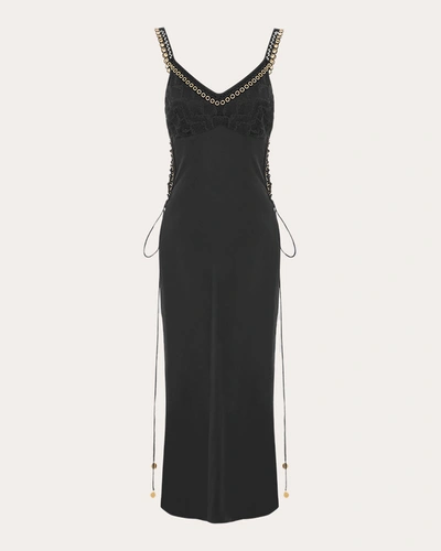 Hayley Menzies Women's Lace Silk Midi Slip Dress In Black