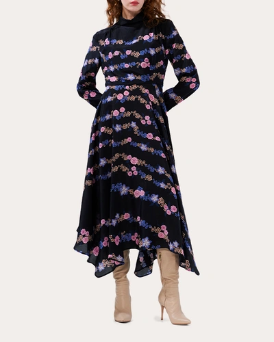 Hayley Menzies Women's Handkerchief Silk Midi Dress In Black