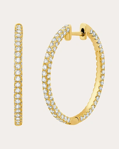 Graziela Gems Women's Three-sided 14k Gold Diamond Hoop Earrings