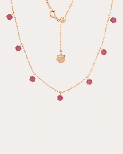 Graziela Gems Women's Floating Pink Sapphire Station Necklace In Rose Gold/pink