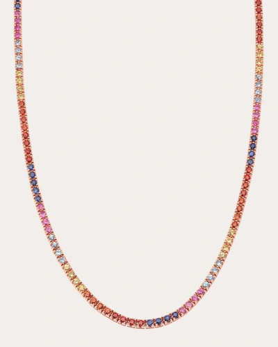 Graziela Gems Women's Rainbow Sapphire Tennis Necklace