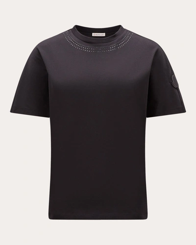 Moncler Women's Crystal-encrusted T-shirt In Black