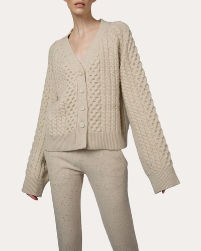 Santicler Women's Susan Cable Knit Cashmere Cardigan In Neutrals