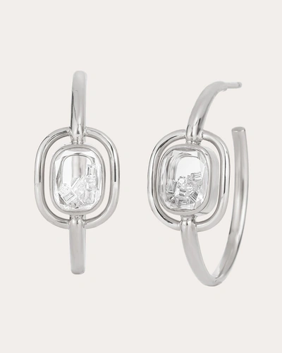 Moritz Glik Women's Elo 25 18k Gold Crystal And Diamond Shaker Hoop Earrings In Silver
