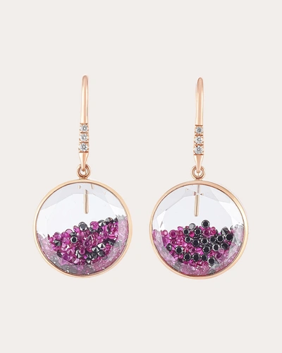 Moritz Glik Women's Core 15 18k Gold Crystal Ruby And Black Diamond Shaker Earrings In Pink