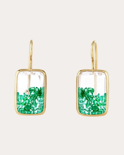 Moritz Glik Women's Petite Ten Fourteen 18k Gold Crystal And Emerald Shaker Earrings In Green